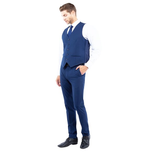 4-Way Stretch Mens Suit Set, 3-Piece Blue - Picture 3 of 7
